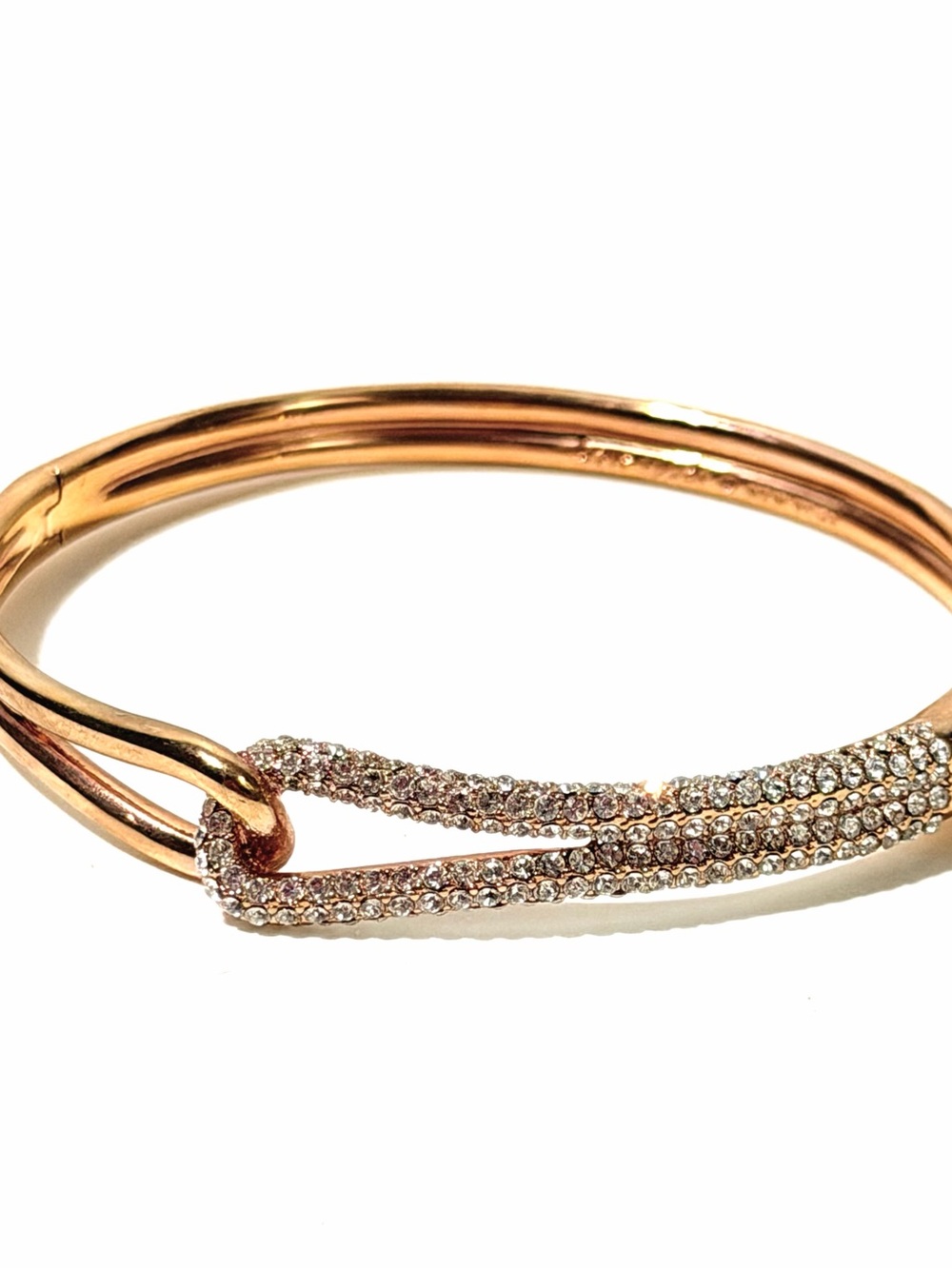 Kate Spade ♠️ All Tied Up Rose Gold Tone Pavé Crystal Knot Hinge Bangle Bracelet